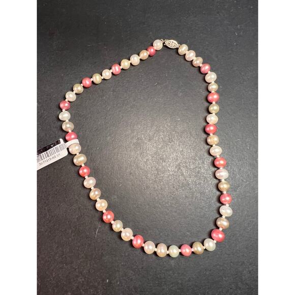 NEW multi colored freshwater pearl necklace with sterling silver clasp - Picture 1 of 11